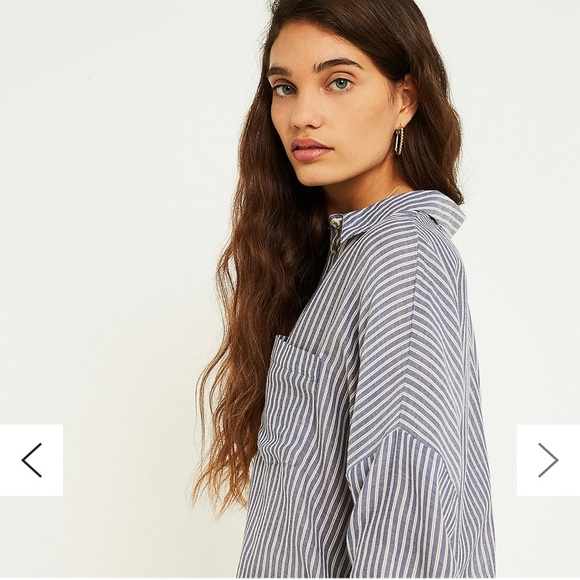 BDG Tops - BDG striped oversized button down